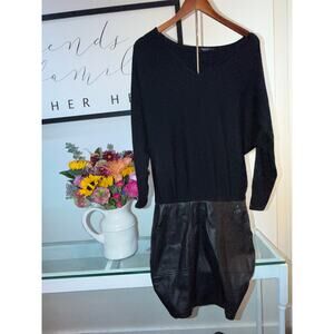 Mohito Collection Black Sweater & Faux Leather Dress w/ Pockets | Size Small